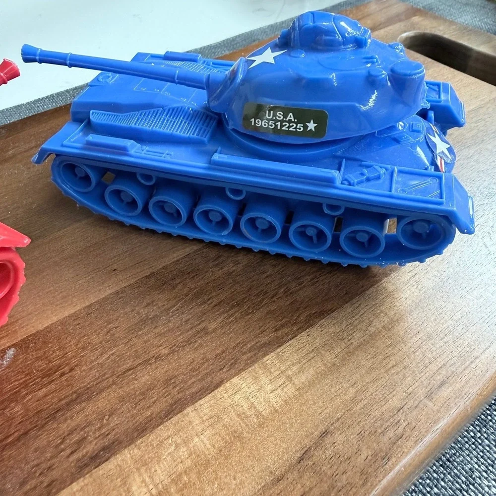 Pair‎ of Tim Mee Toy Patton M48 Tanks - Red & Blue - Made in USA - WWII Military